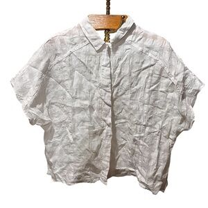 Poetry White Linen Blend Button Down Shirt Boxy 8